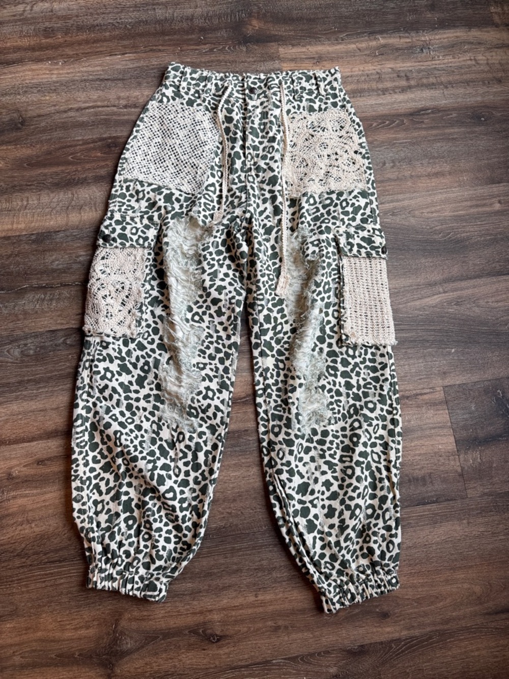 POL Leopard-Style Cargo Joggers